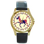 Funny Donkey Round Gold Metal Watch