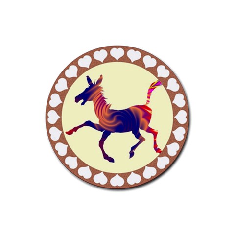 Funny Donkey Rubber Round Coaster (4 pack) from ArtsNow.com Front