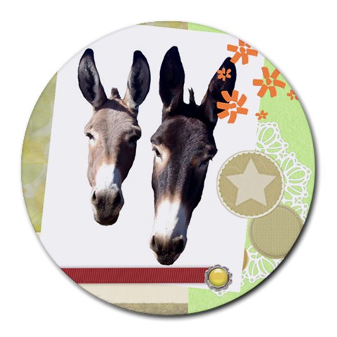 Two donks Round Mousepad from ArtsNow.com Front
