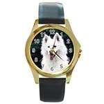 dog38 Round Gold Metal Watch