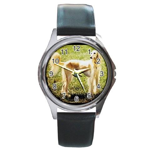 dog37 Round Metal Watch from ArtsNow.com Front