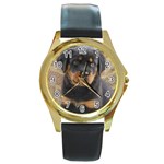 dog35 Round Gold Metal Watch