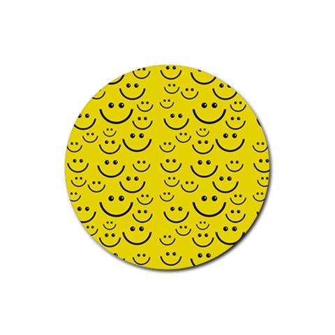Smiley Face Rubber Round Coaster (4 pack) from ArtsNow.com Front