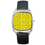 Smiley Face Square Metal Watch