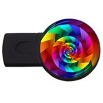 Psychedelic Rainbow Spiral  USB Flash Drive Round (4 GB)