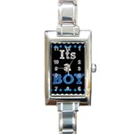 Its A Boy Black Rectangle Italian Charm Watch
