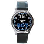 Its A Boy Black Round Metal Watch