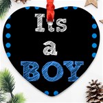Its A Boy Black Ornament (Heart)