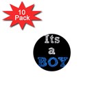 Its A Boy Black 1  Mini Button (10 pack) 