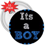 Its A Boy Black 3  Button (10 pack)