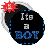 Its A Boy Black 3  Magnet (10 pack)