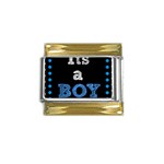 Its A Boy Black Gold Trim Italian Charm (9mm)