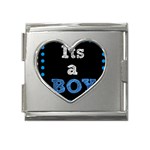 Its A Boy Black Mega Link Heart Italian Charm (18mm)
