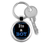 Its A Boy Black Key Chain (Round)