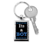 Its A Boy Black Key Chain (Rectangle)