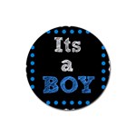 Its A Boy Black Rubber Coaster (Round)
