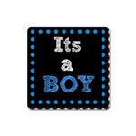 Its A Boy Black Magnet (Square)