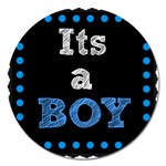 Its A Boy Black Magnet 5  (Round)
