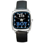 Its A Boy Black Square Metal Watch