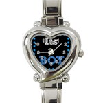 Its A Boy Black Heart Italian Charm Watch