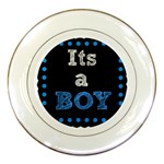 Its A Boy Black Porcelain Plate