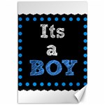 Its A Boy Black Canvas 12  x 18 