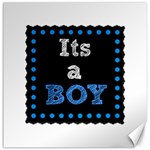 Its A Boy Black Canvas 20  x 20 