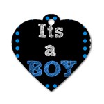 Its A Boy Black Dog Tag Heart (Two Sides)