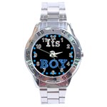 Its A Boy Black Stainless Steel Analogue Watch