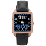 Its A Boy Black Rose Gold Leather Watch 