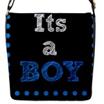Its A Boy Black Flap Closure Messenger Bag (S)
