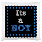 Its A Boy Black Large Flano Cushion Case (Two Sides)