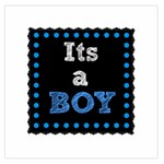 Its A Boy Black Large Satin Scarf (Square)