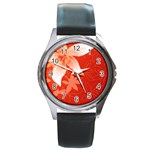 flower_plate Round Metal Watch