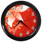 flower_plate Wall Clock (Black)