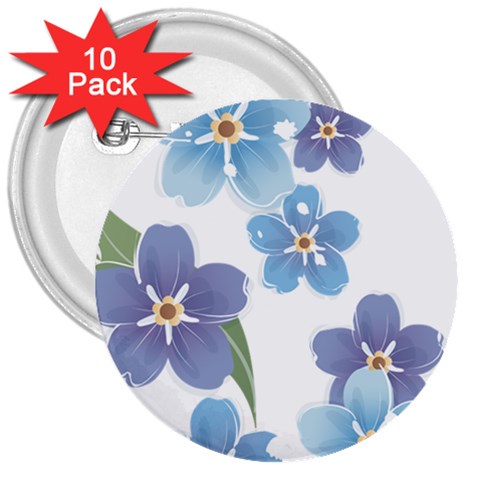 flower034 3  Button (10 pack) from ArtsNow.com Front