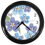 flower034 Wall Clock (Black)