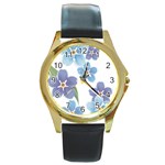 flower034 Round Gold Metal Watch