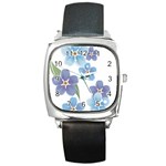 flower034 Square Metal Watch