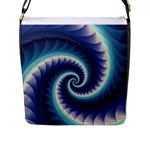 Purple & Aqua Spiral Fractal  Flap Closure Messenger Bag (L)