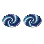 Purple & Aqua Spiral Fractal  Cufflinks (Oval)