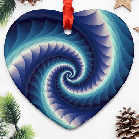 Purple & Aqua Spiral Fractal  Ornament (Heart) from ArtsNow.com Front