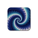 Purple & Aqua Spiral Fractal  Rubber Coaster (Square)