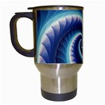 Purple & Aqua Spiral Fractal  Travel Mug (White)