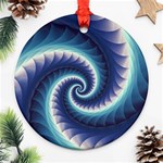 Purple & Aqua Spiral Fractal  Round Ornament (Two Sides)