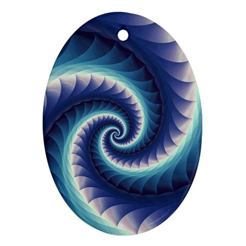 Purple & Aqua Spiral Fractal  Oval Ornament (Two Sides) from ArtsNow.com Front