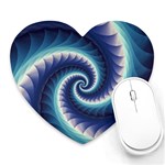 Purple & Aqua Spiral Fractal  Heart Mousepad