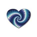 Purple & Aqua Spiral Fractal  Rubber Coaster (Heart)