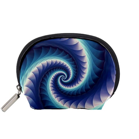 Purple & Aqua Spiral Fractal  Accessory Pouch (Small) from ArtsNow.com Front