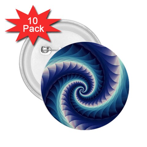 Purple & Aqua Spiral Fractal  2.25  Button (10 pack) from ArtsNow.com Front